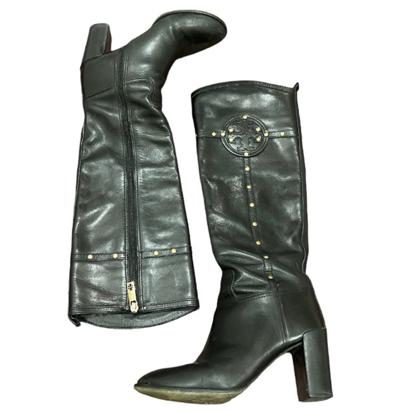 Tory Burch Shoes - Tory Burch Leather Heeled Tall Boots with gold studs